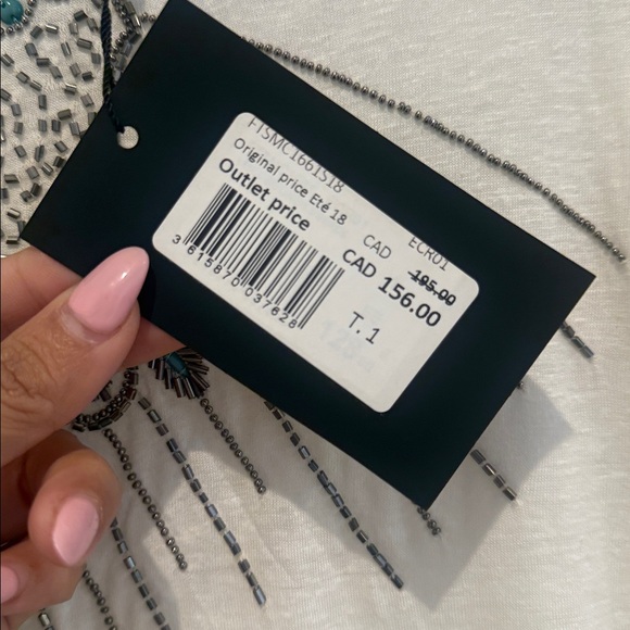 The kooples White Linen & Beaded T-shirt - Picture 4 of 8